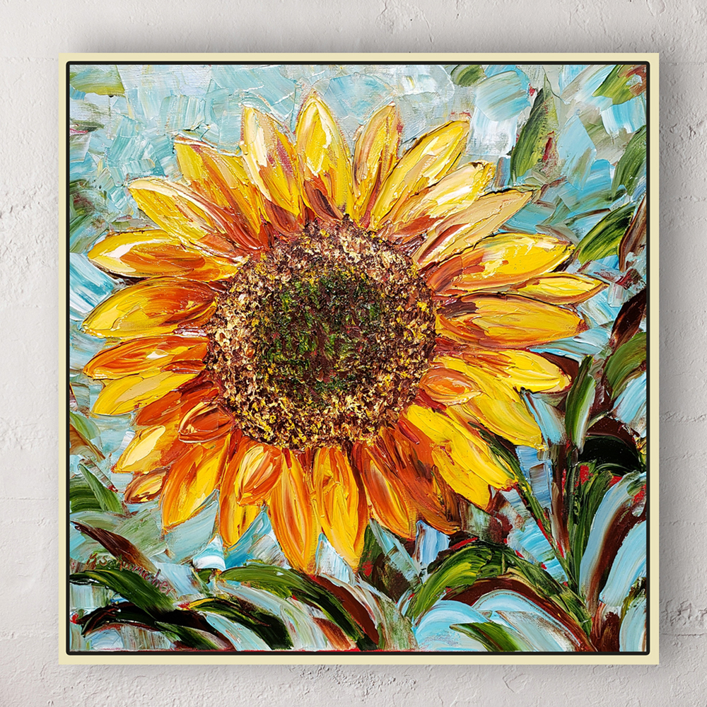Sunflower Bloom 24×24 hung II for web