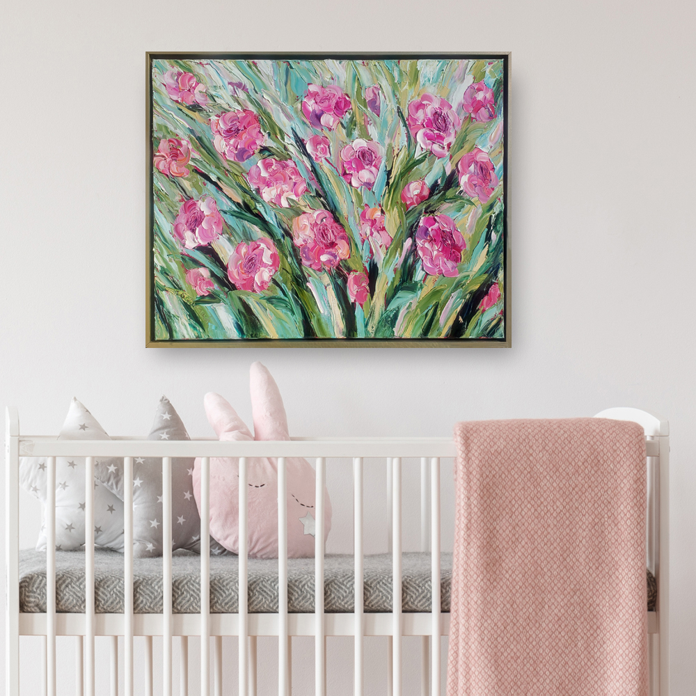 Perfect Peonies 26×32 framed hung low