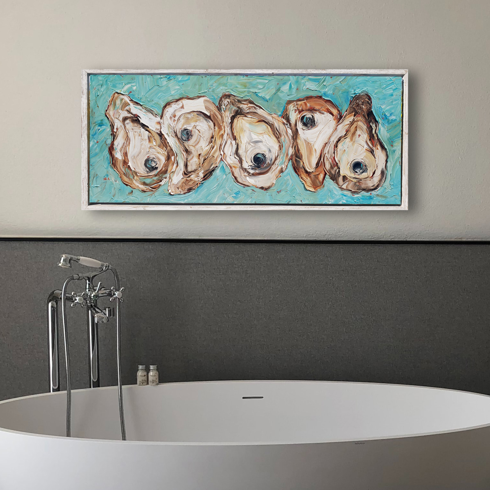 Low Country Oysters framed staged 18×42 low