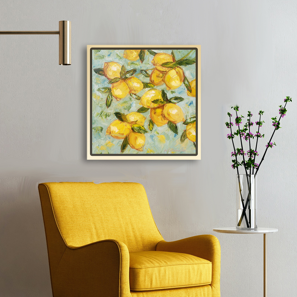 luscious lemons framed 22×22 on hung low