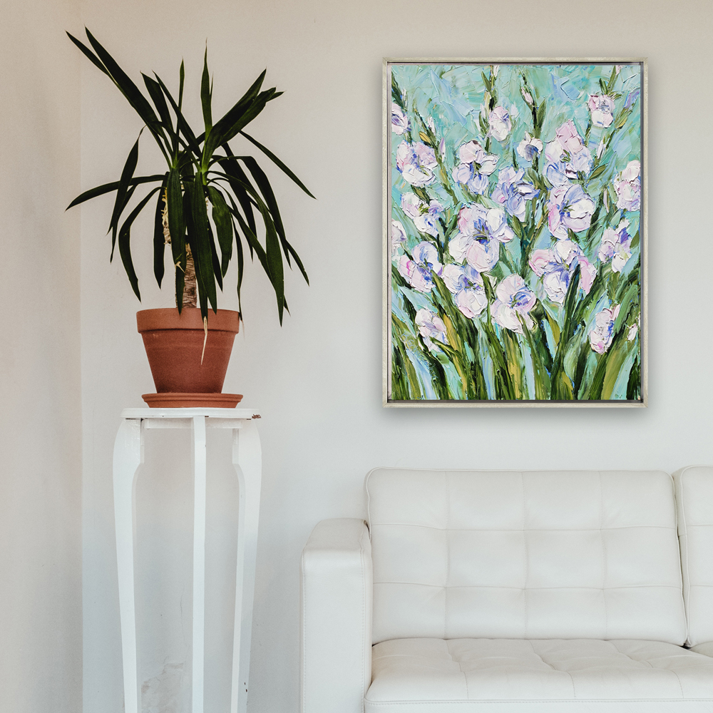 gladiolus study framed hung low 20×26