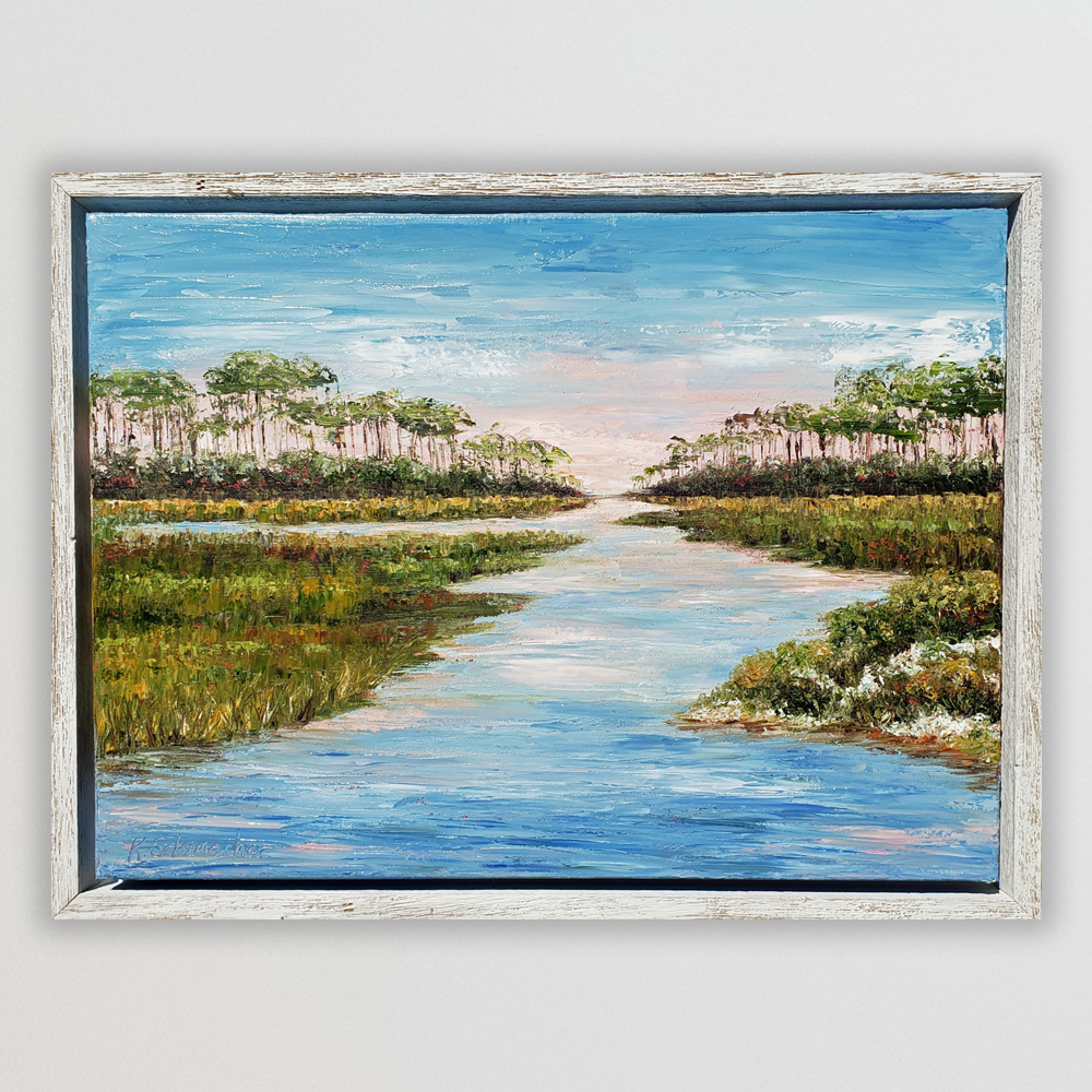 Coastal Marsh 30A 20×26 framed on bg low