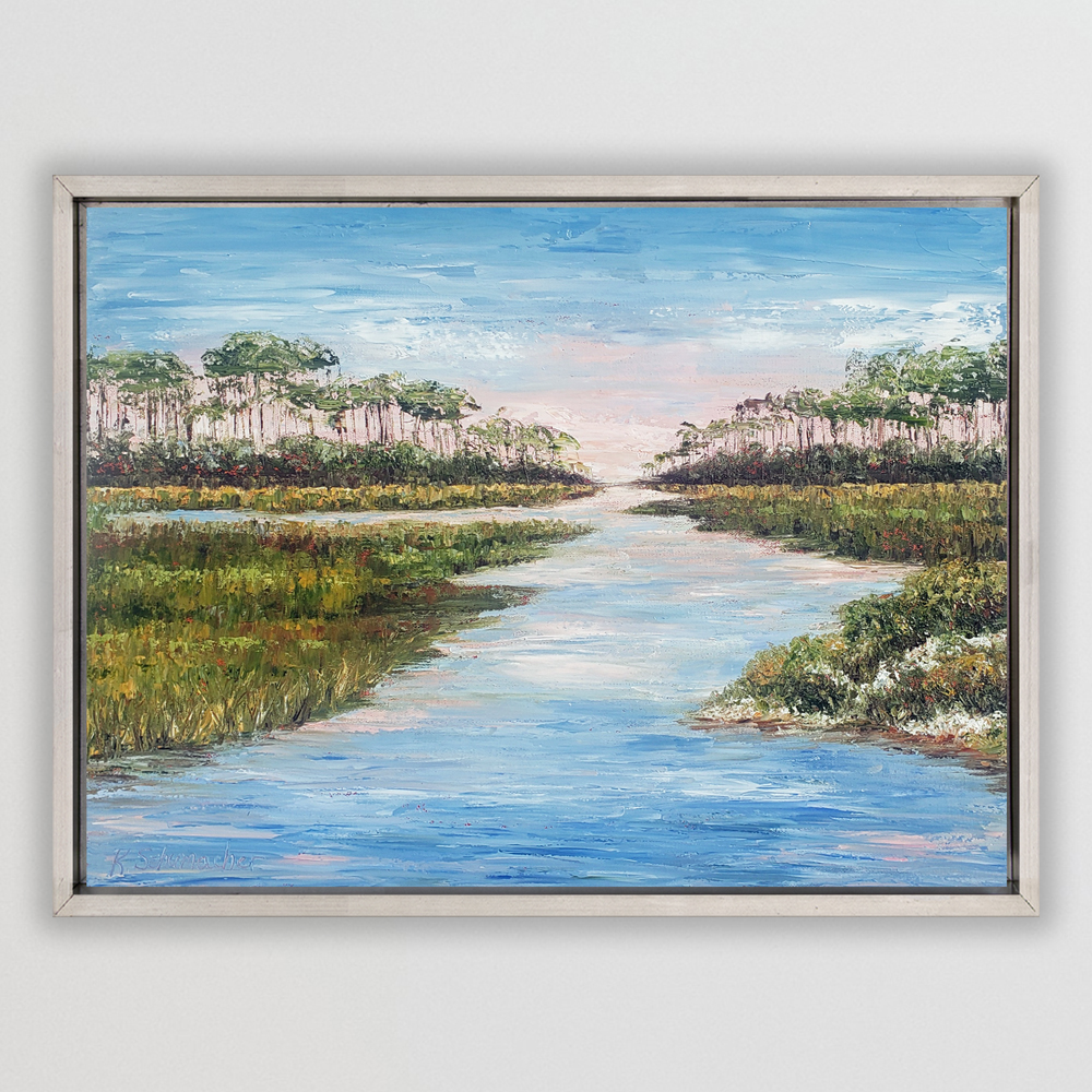 Coastal Marsh 30A 20×26 framed on bg low