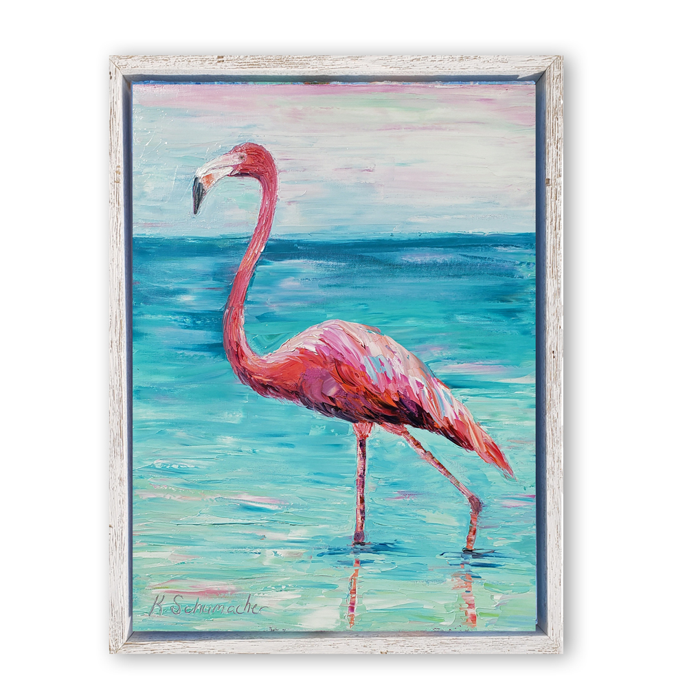 Proud Flamingo framed 26×20 on bg low